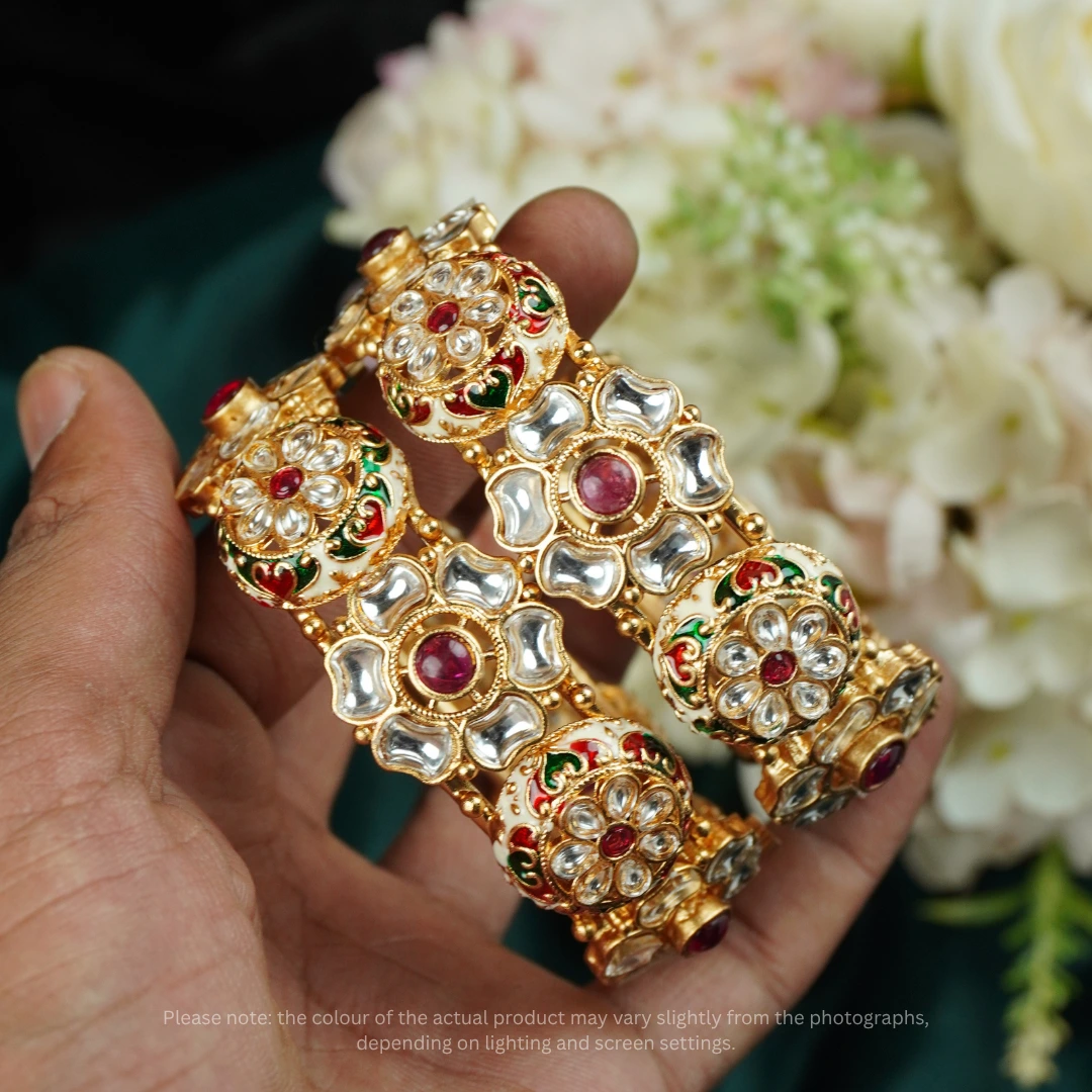 Gulbahar Kundan Copper Bangles | Festive and Bridal Jewellery - Image 4