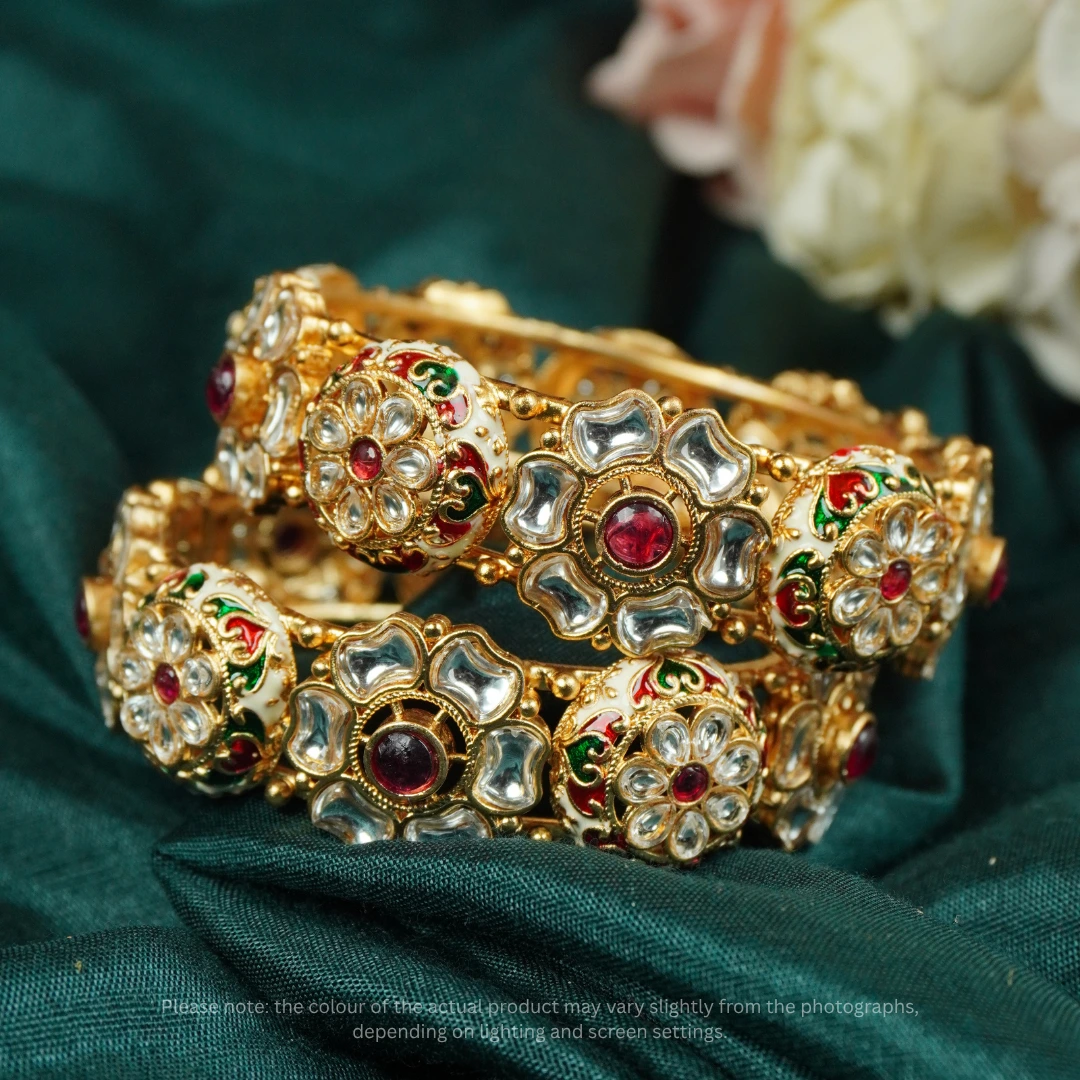 Gulbahar Kundan Copper Bangles | Festive and Bridal Jewellery - Image 3
