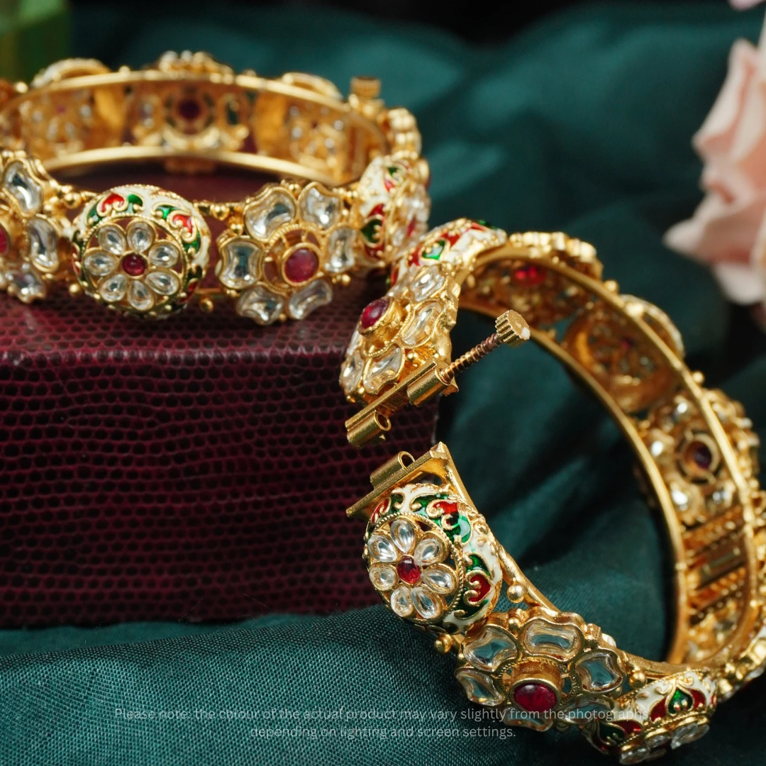 Gulbahar Kundan Copper Bangles | Festive and Bridal Jewellery - Image 2